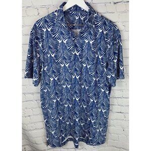 JOHNNIE-O Men’s Polo Shirt Prep Performance Blue Print Short Sleeve Size Large